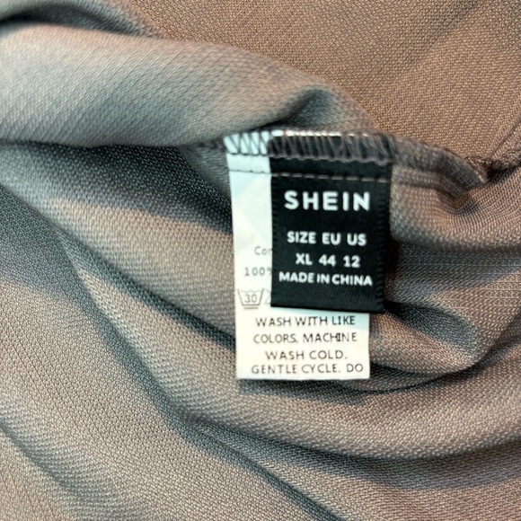 New SHEIN Shirt Two-Tone Leopard Button Down Cream Gray Ribbed Long Sleeve - Picture 14 of 14